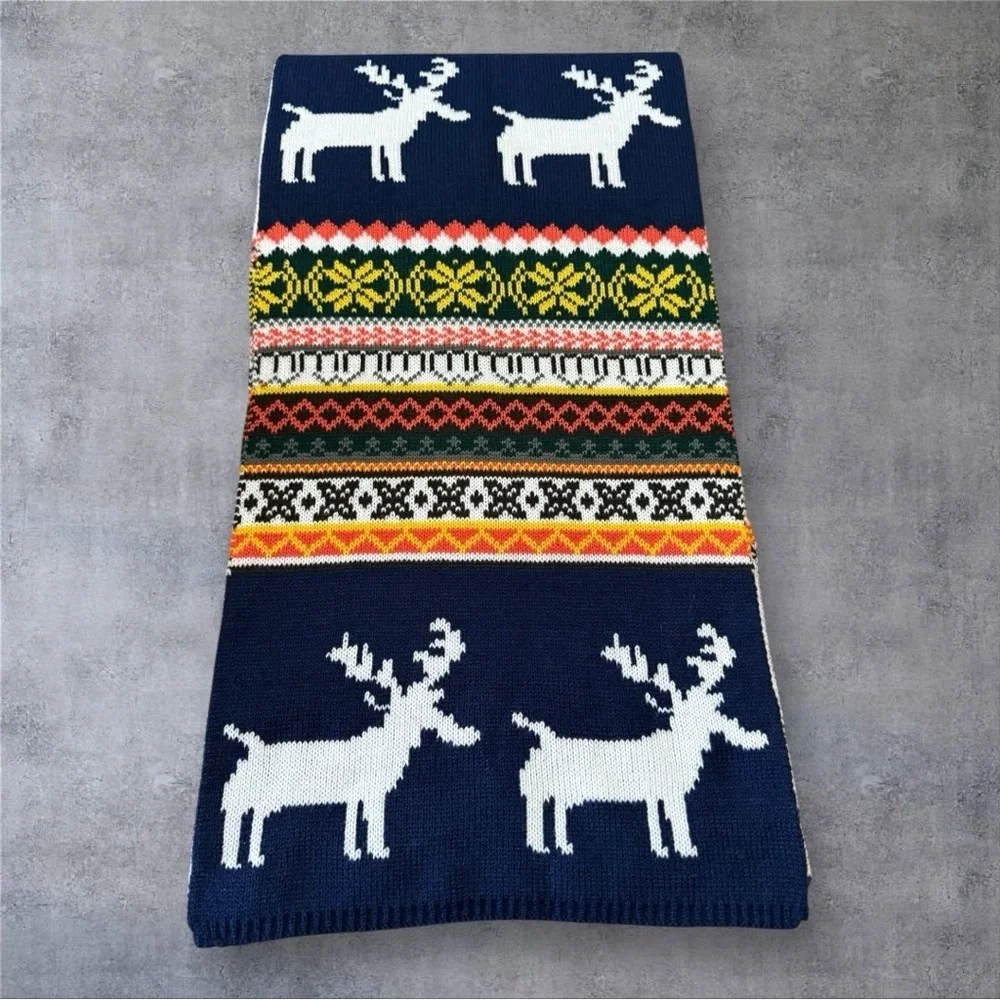 Lovarzi Winter Reindeer Fair Isle Knitted Scarf - NWT